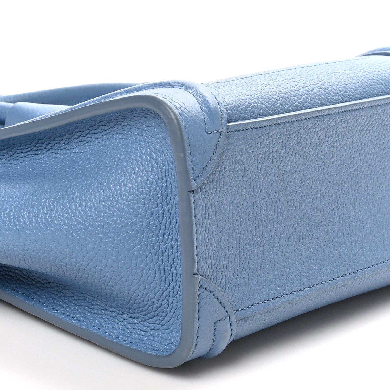 Celine Drummed Calfskin Nano Luggage Azure 9 of 10