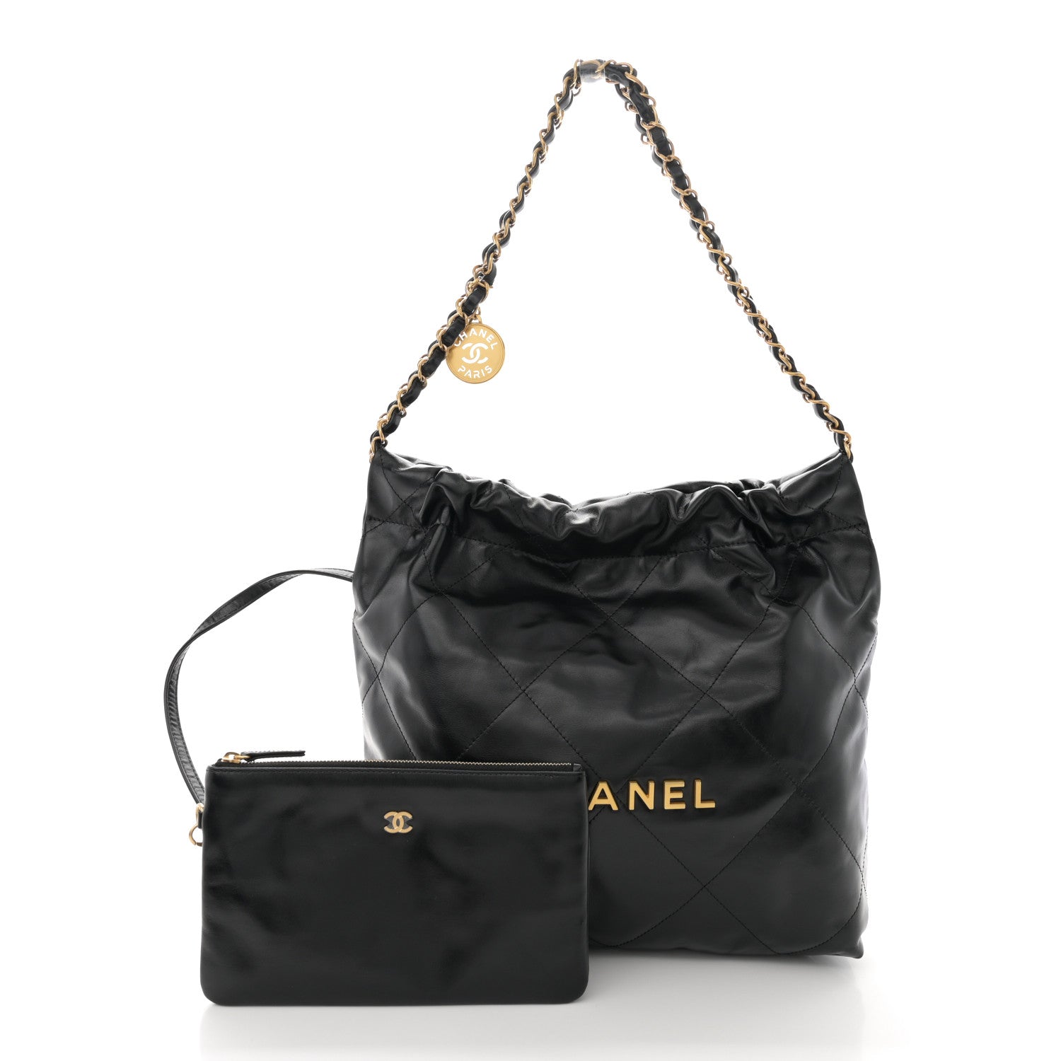 Chanel Shiny Calfskin Quilted Small Chanel 22 Black 3 of 13