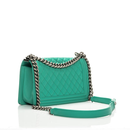 Chanel Calfskin Quilted Medium Boy Flap Green 3 of 9