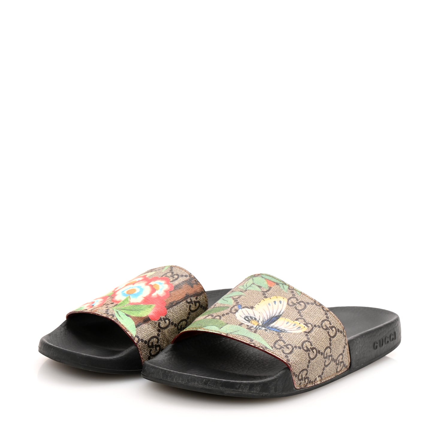GG Supreme Monogram Tian Womens Slide Sandals 38 Beige Multicolor