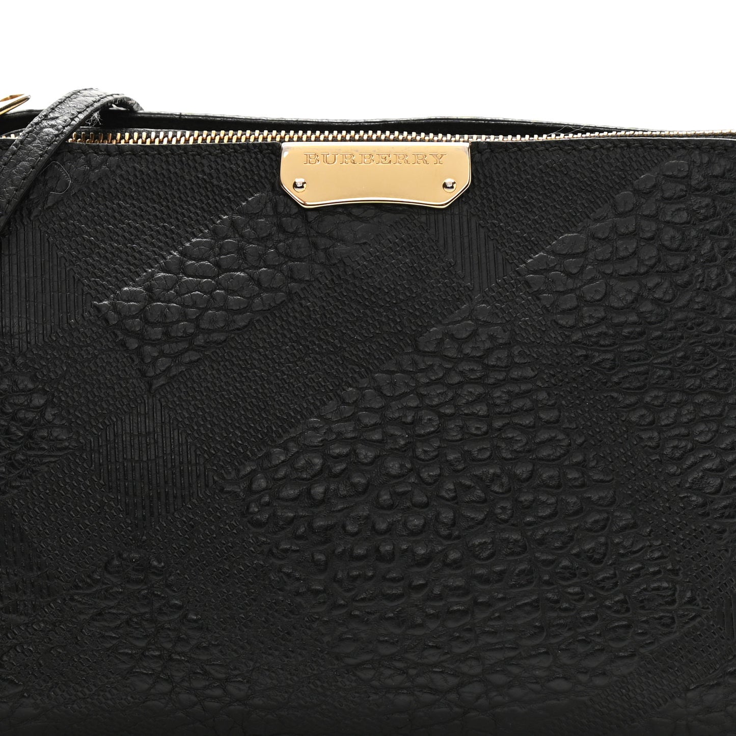 Signature Grain Calfskin Check Embossed Small Chichester Crossbody Clutch Bag Black