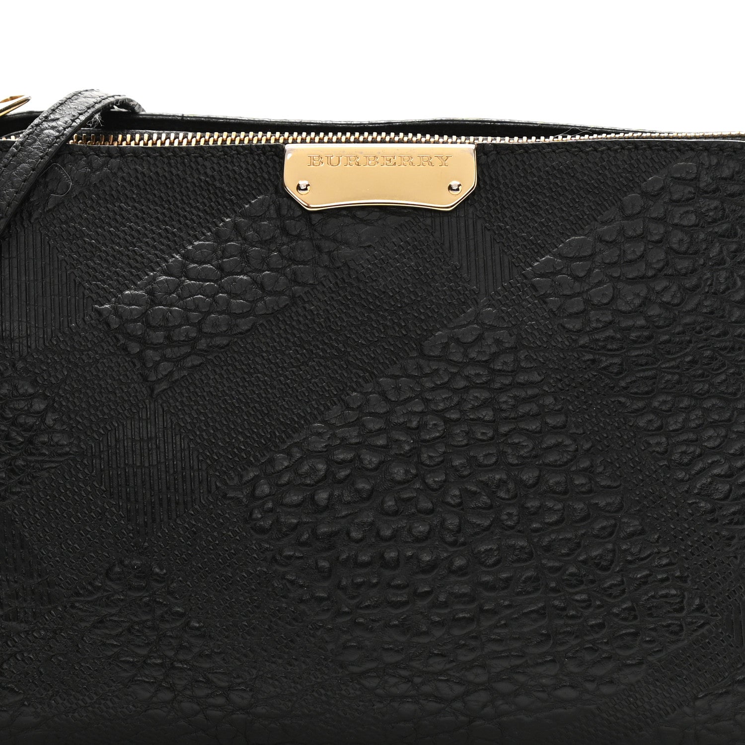 Burberry Signature Grain Calfskin Check Embossed Small Chichester Crossbody Clutch Bag Black 10 of 14