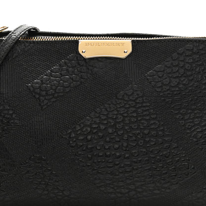 Burberry Signature Grain Calfskin Check Embossed Small Chichester Crossbody Clutch Bag Black 10 of 14