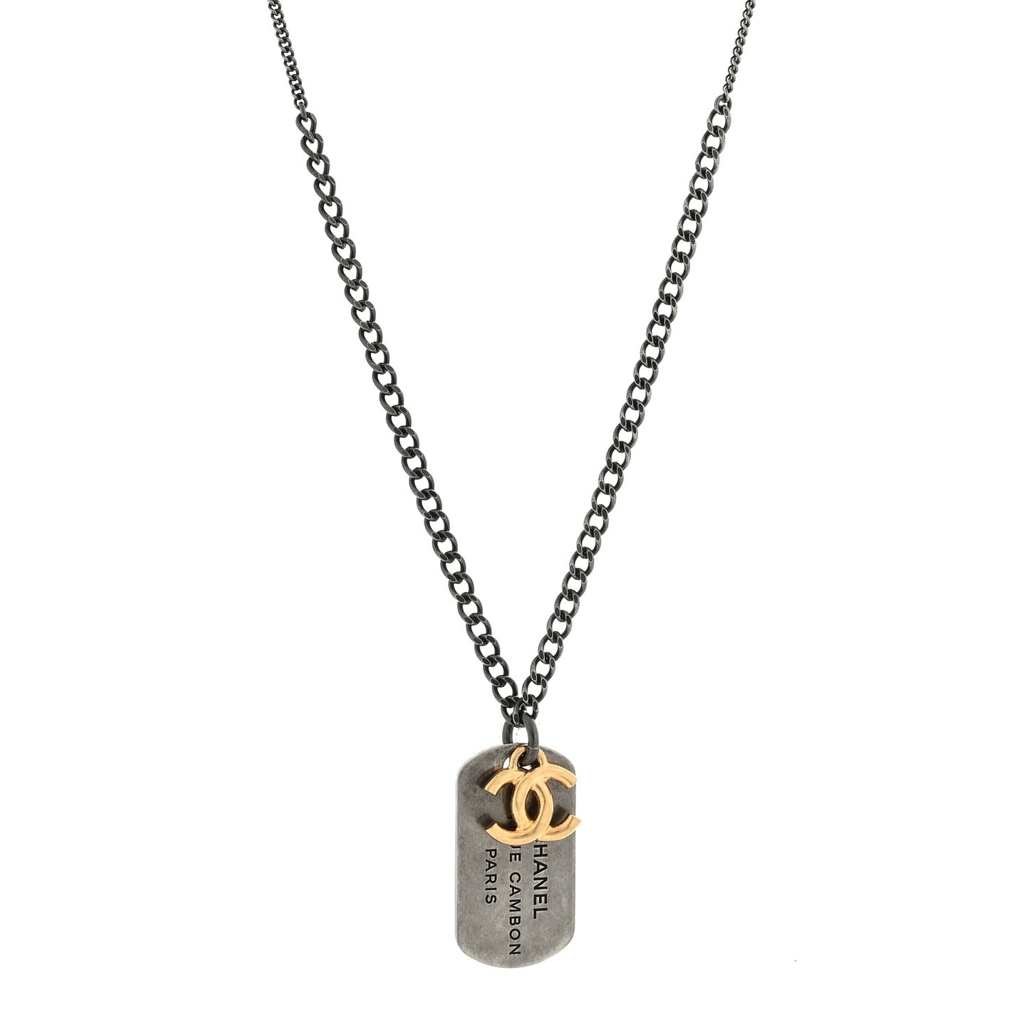 Ruthenium ID Dog Tag Charm Necklace Silver Gold