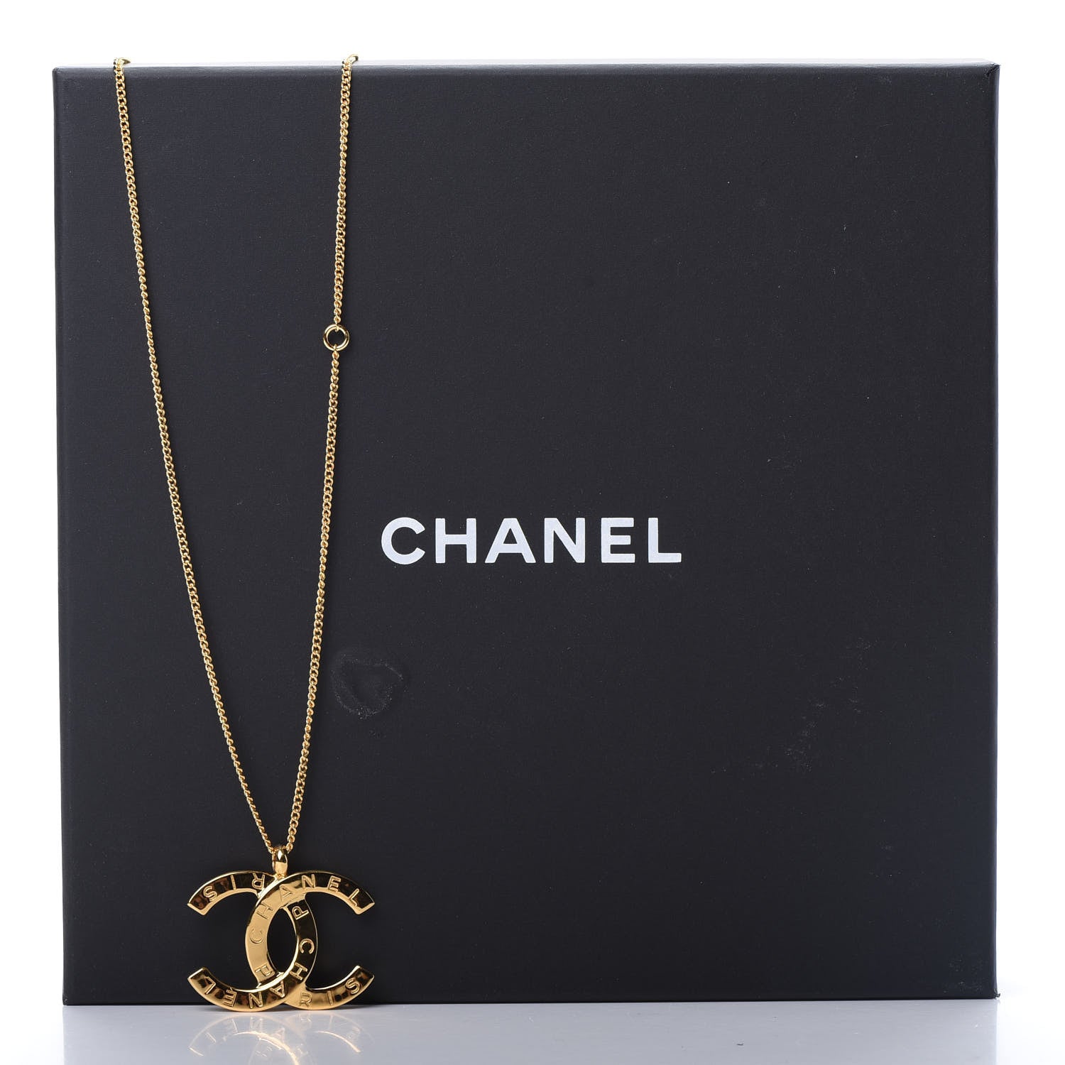 Chanel Metal CC Paris Button Necklace Gold 5 of 5