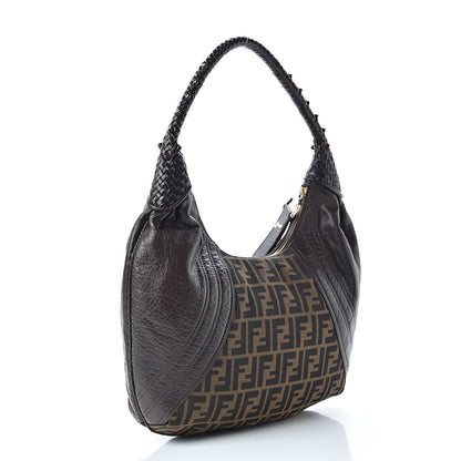 Fendi Zucca Nappa Nuvolata Vitello Tortuga Large Spy Hobo Tobacco Moro 3 of 11