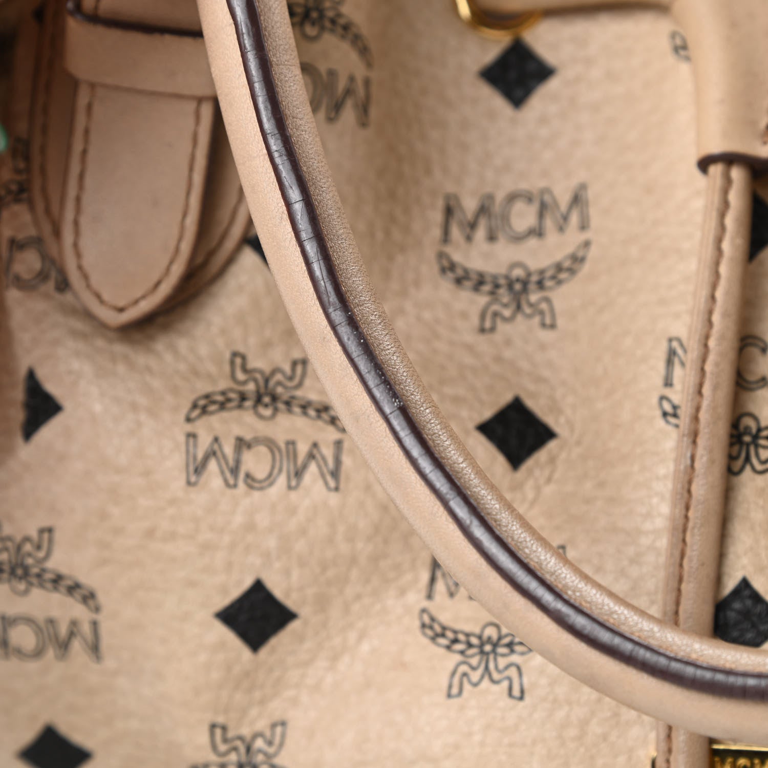 MCM Visetos Drawstring Bucket Bag Beige 17 of 21