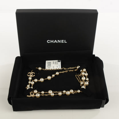 Chanel Pearl Crystal CC Long Necklace Gold 4 of 7