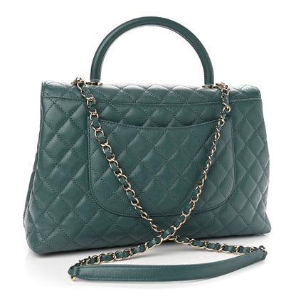 Chanel Caviar Quilted Medium Coco Handle Flap Dark Green 2 of 10