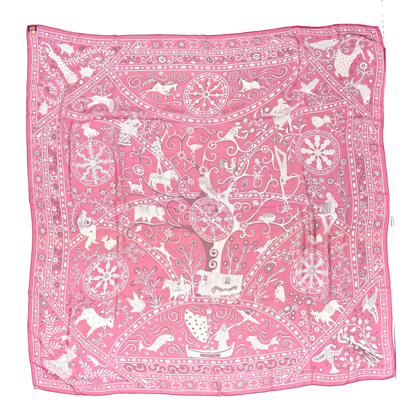 Mousseline Silk Peuple Du Vent Bandana Shawl 140 Rose Indien White Prune