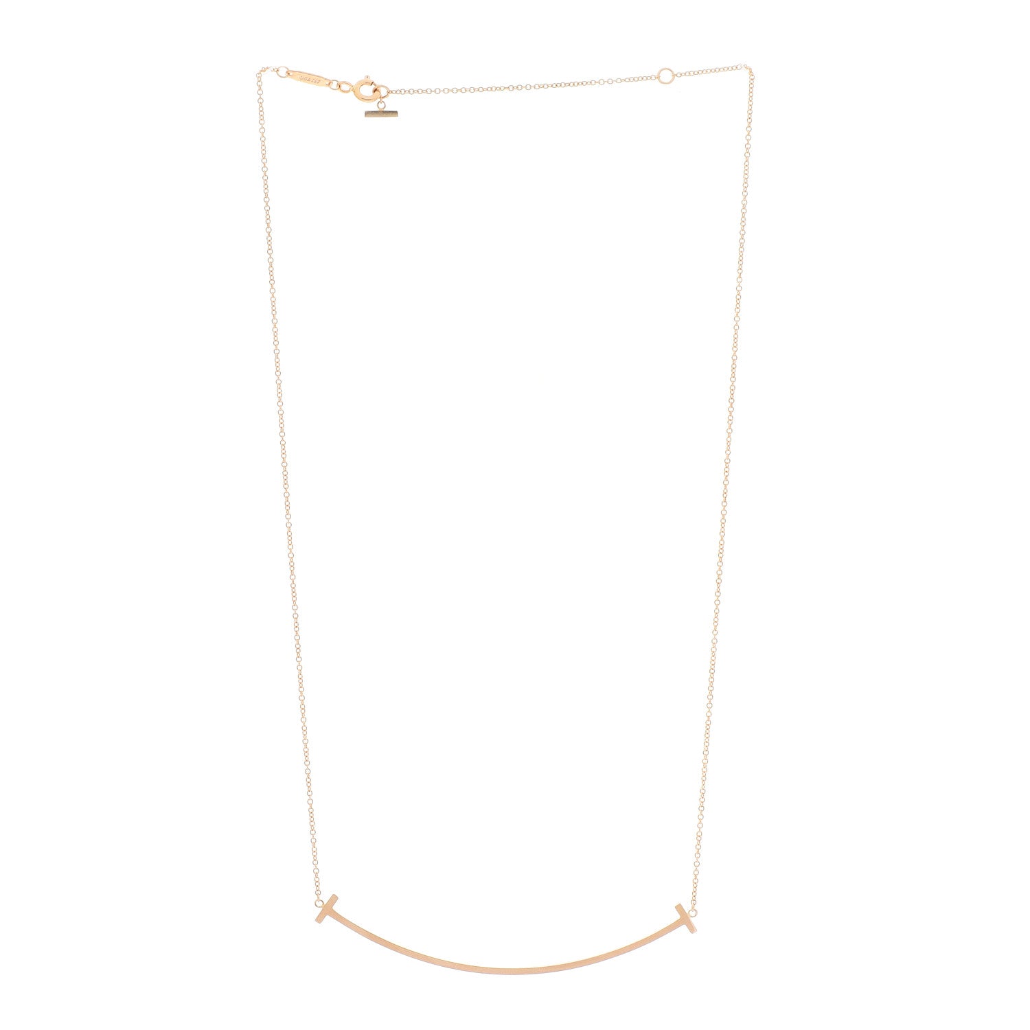 Tiffany 18K Rose Gold Large T Smile Pendant Necklace 3 of 6