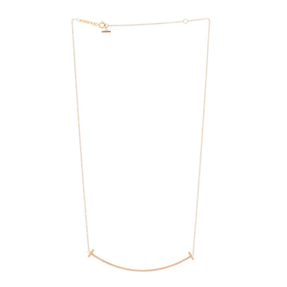 Tiffany 18K Rose Gold Large T Smile Pendant Necklace 3 of 6