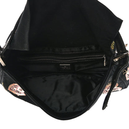 Fendi Denim Embroidered Baguette Blue Multicolor 5 of 9