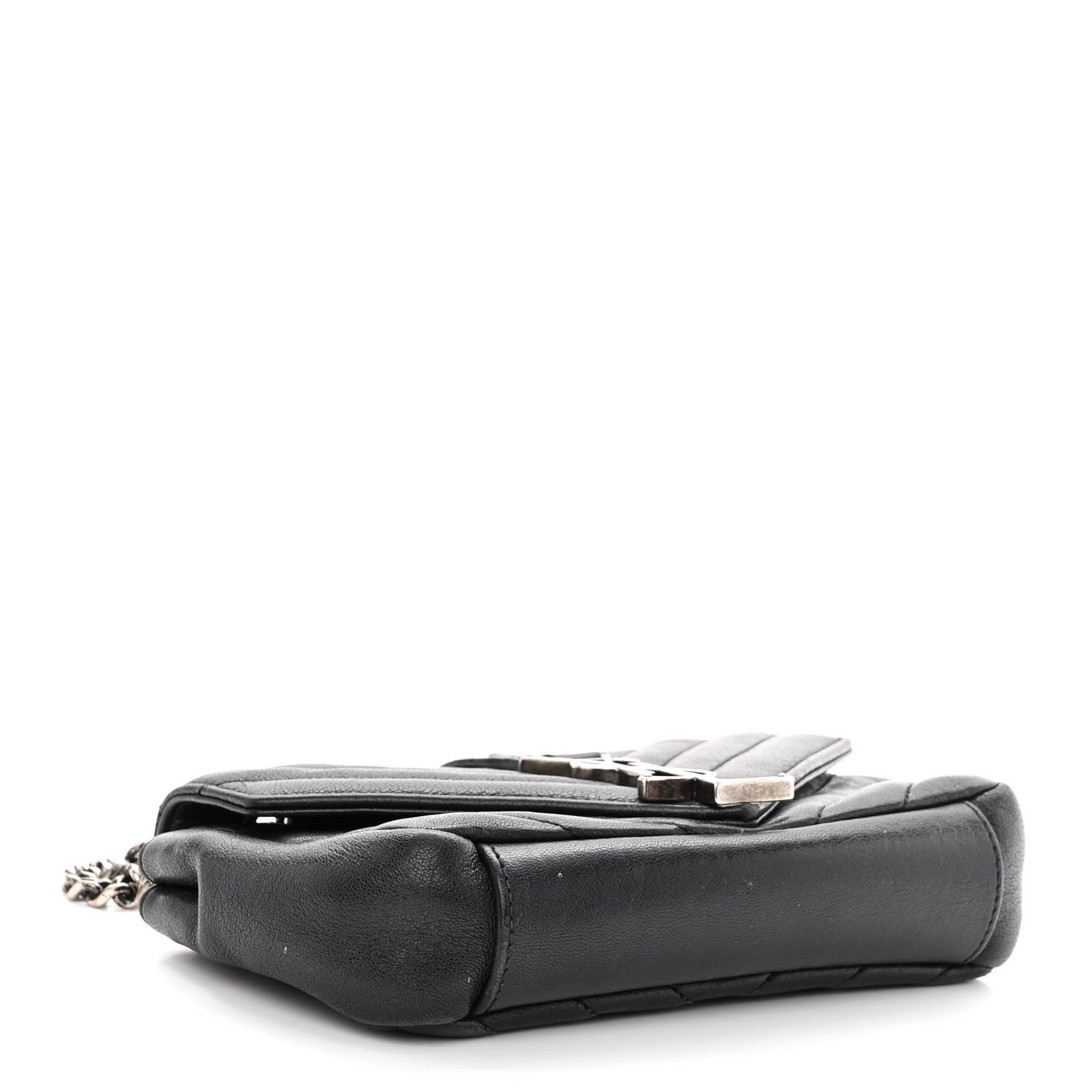 Saint Laurent Sheepskin Matelasse Chevron Monogram Classic Baby Chain Bag Black 4 of 10