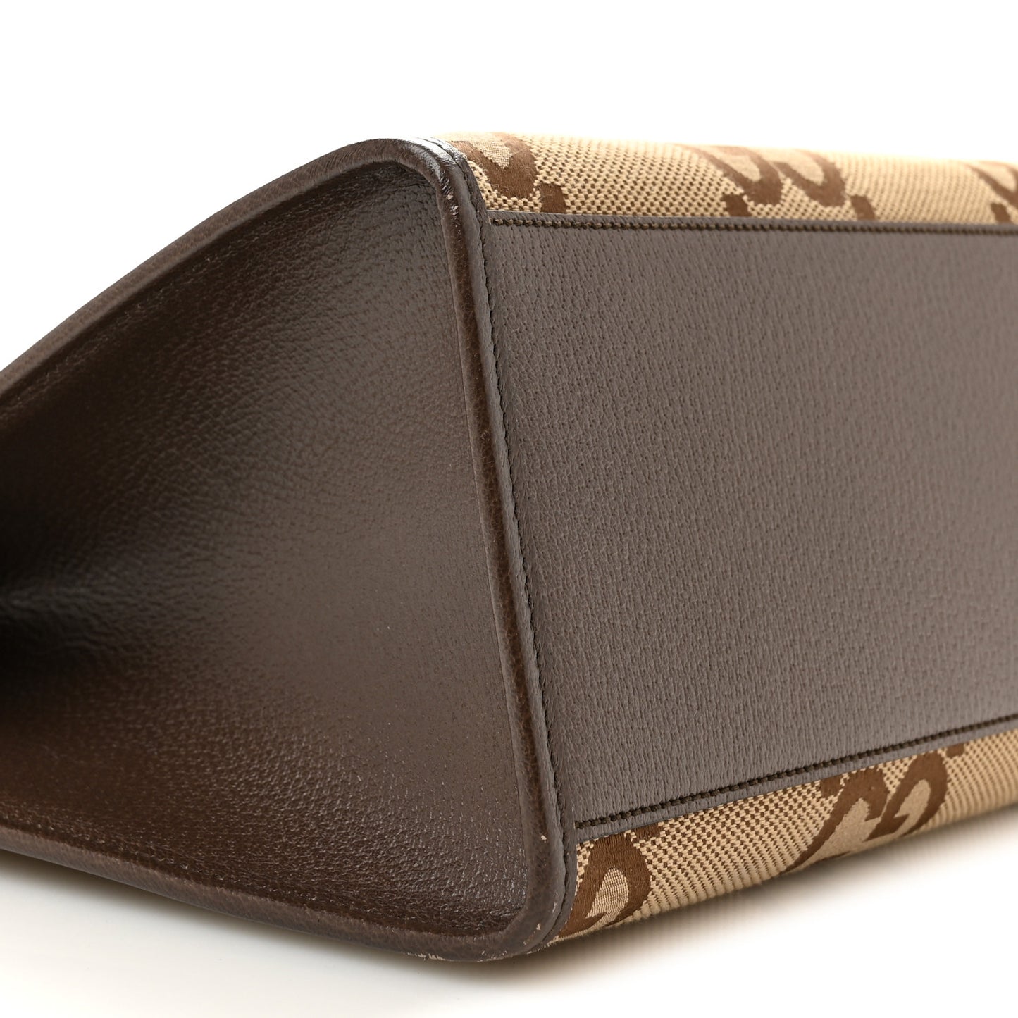 Monogram Jumbo GG Textured Dollar Calfskin Web Tote Bag Camel Ebony New Acero