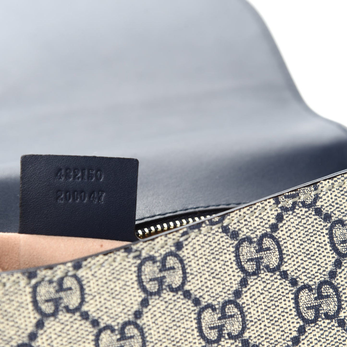 GG Supreme Monogram Small Messenger Shoulder Bag Beige Blue Navy