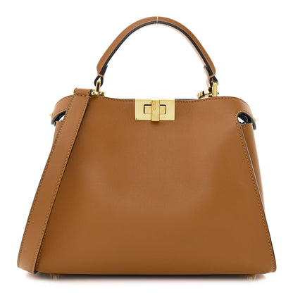 Fendi Vitello Tahiti Burro Bi-Color Medium Peekaboo Iconic Essentially Satchel Nocciola Asfalto Cast 1 of 14