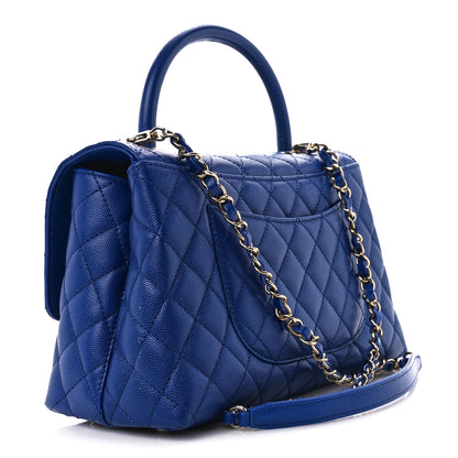 Chanel Caviar Quilted Small Coco Handle Flap Dark Blue 3 of 13