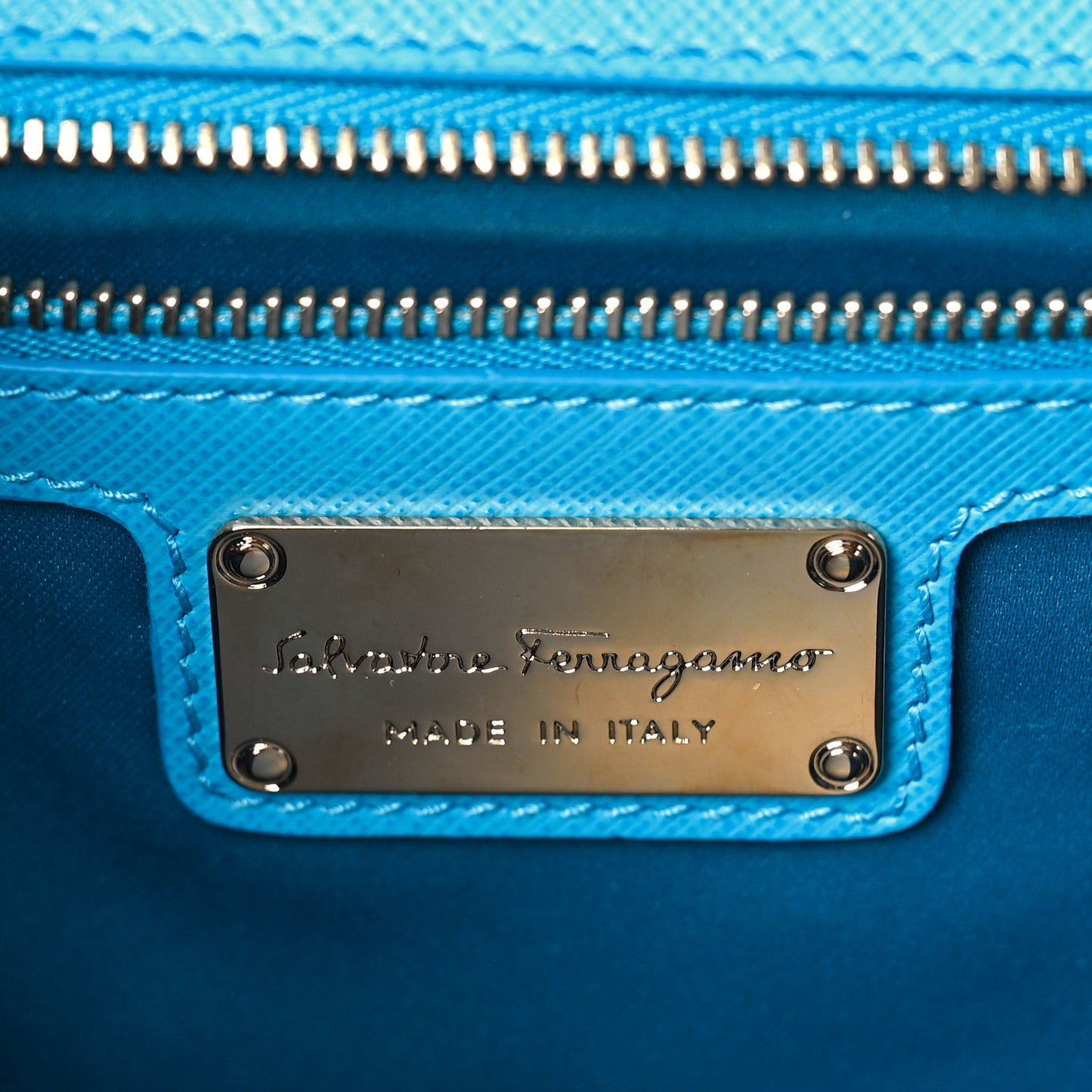 Printed Calfskin Vara Bow Chain Flap Crossbody Blue