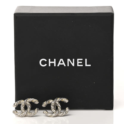 Chanel Crystal CC Twisted Earrings Silver 5 of 5