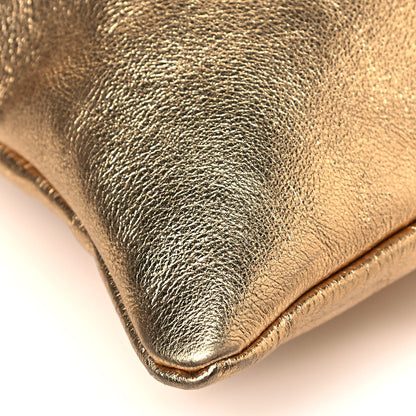 Fendi Laminated Calfskin Medium Drawstring Pouch Bag Oro Black 11 of 14