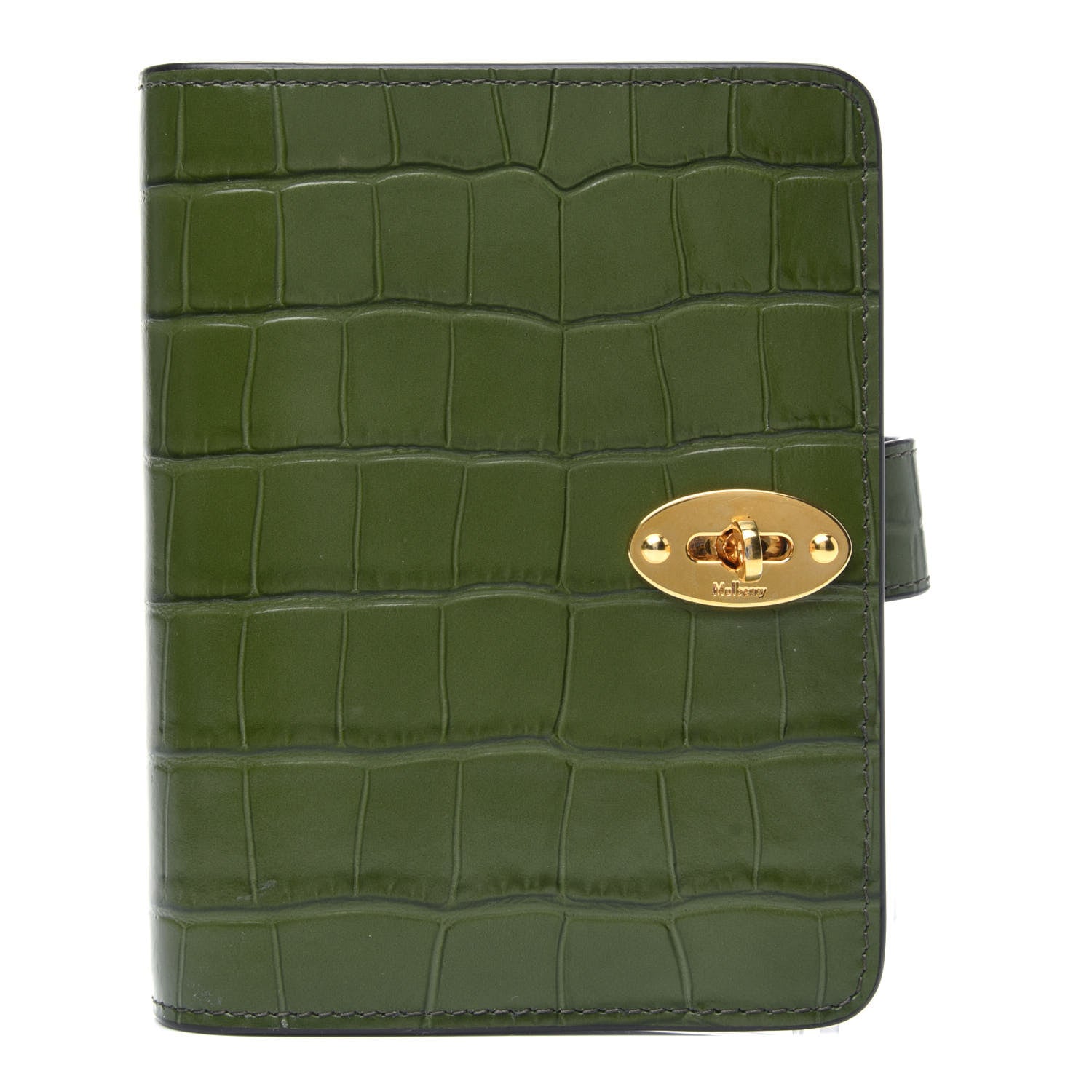 Mulberry Calfskin Crocodile Embossed Postman's Lock Agenda Green 1 of 9