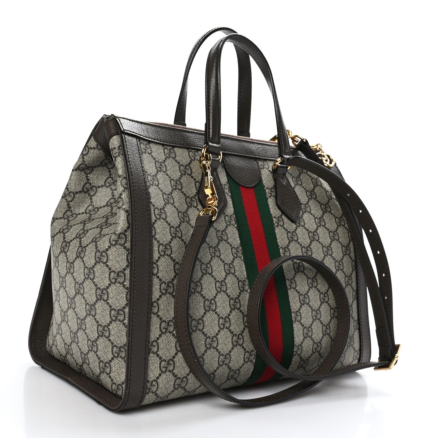 Gucci GG Supreme Monogram Web Medium Ophidia Tote Bag Brown 3 of 11