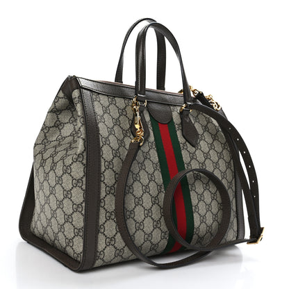 Gucci GG Supreme Monogram Web Medium Ophidia Tote Bag Brown 3 of 11