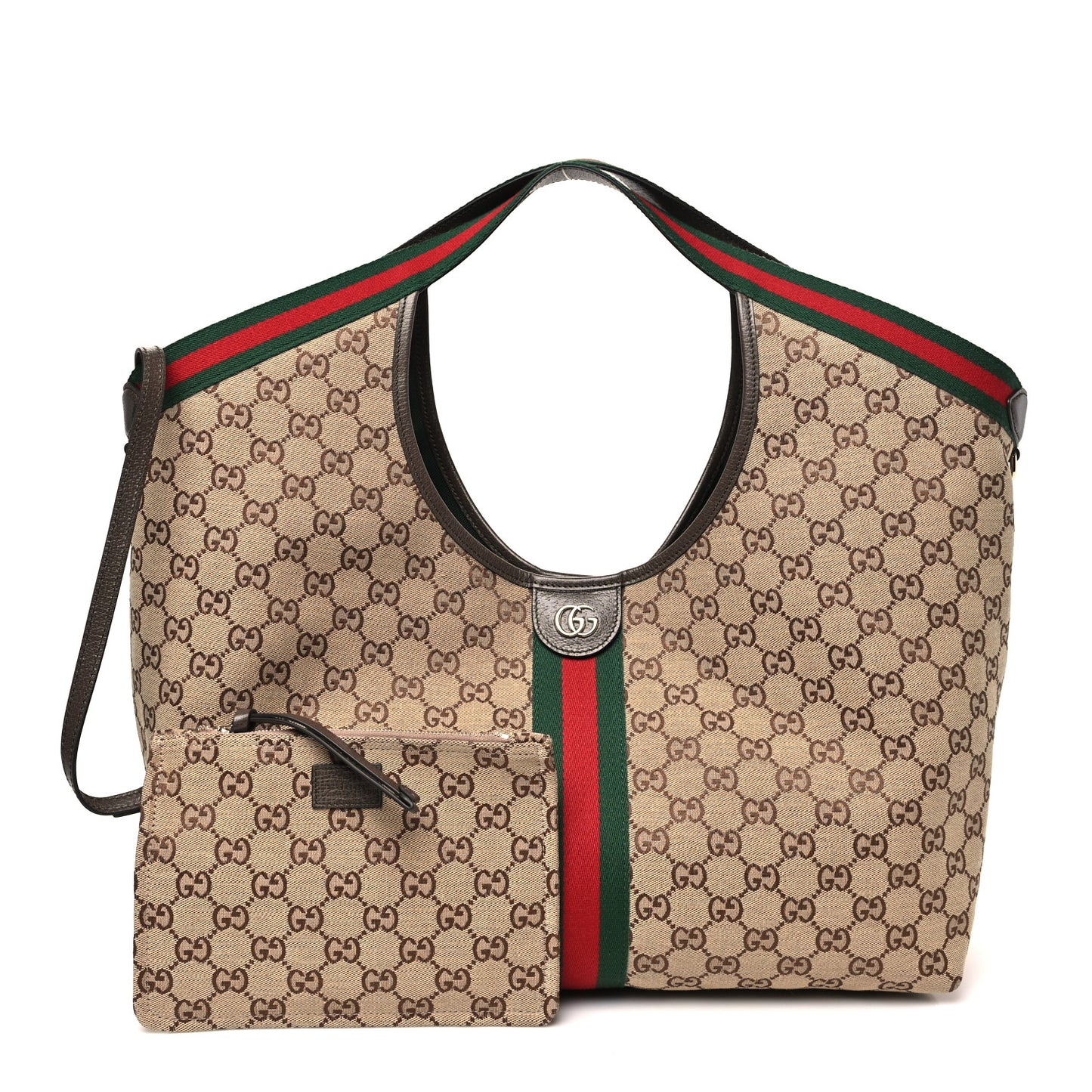 GG Monogram Web Large Giglio Tote Beige Brown