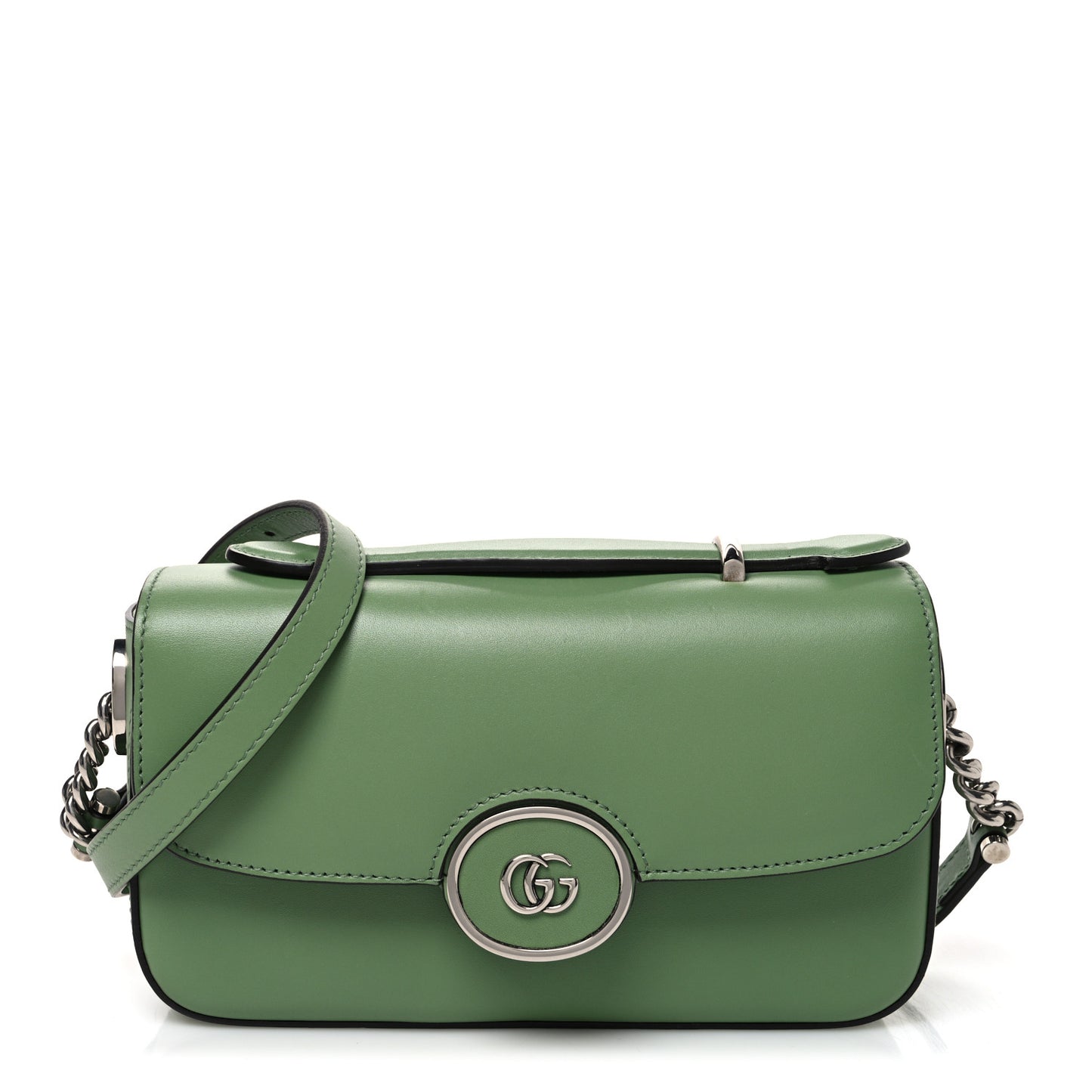 Senna Calfskin Petite GG Top Handle Shoulder Bag Green Soil Grass