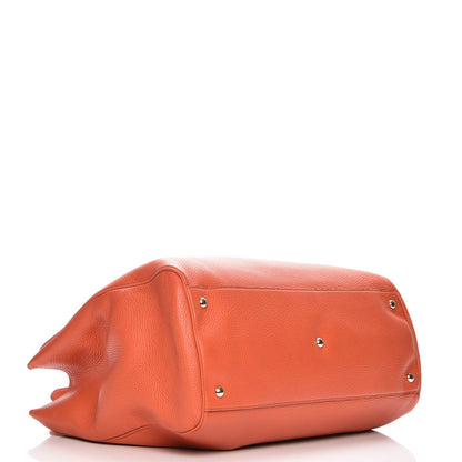Gucci Calfskin Large Bamboo Shopper Tote New Dark Orange 5 of 9
