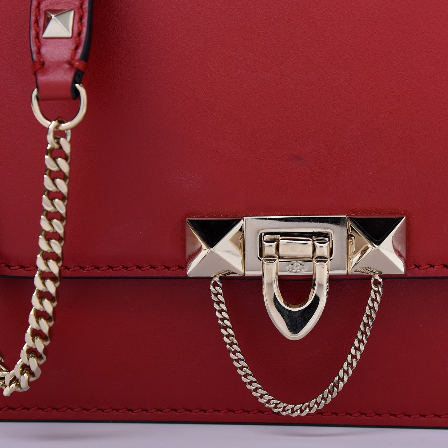 Vitello Small Rockstud Demilune Shoulder Bag Rosso Valentino