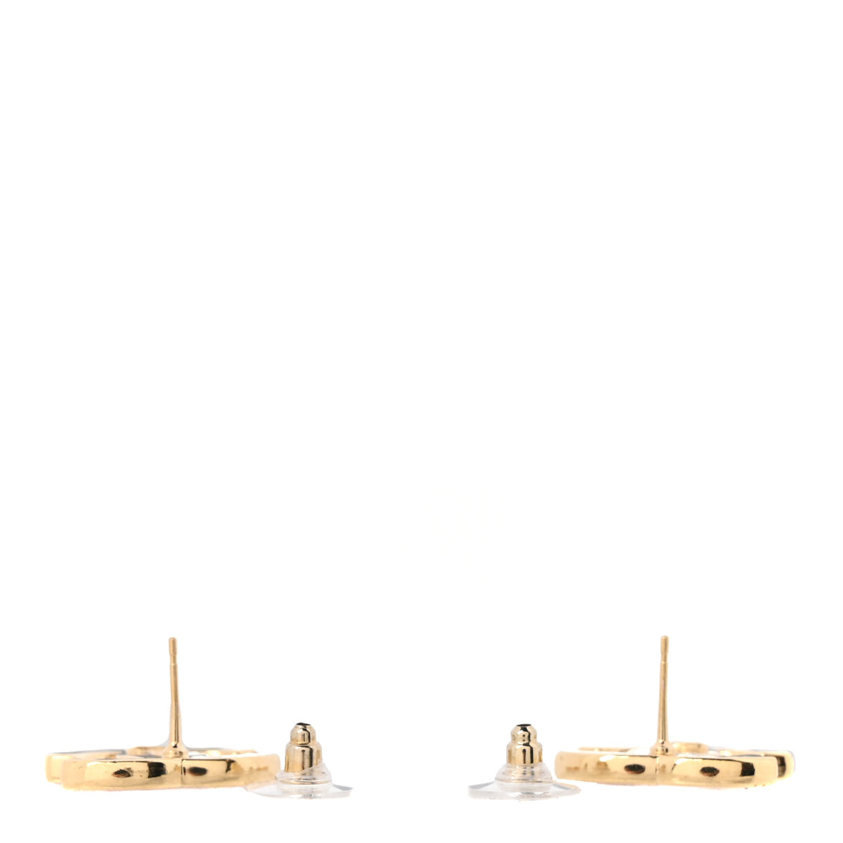 Chanel Metal Mirror CC Clover Earrings Gold Pink 3 of 5