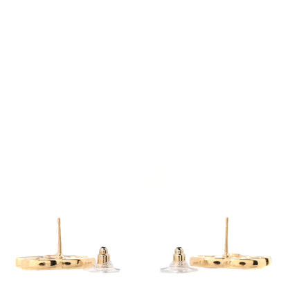 Chanel Metal Mirror CC Clover Earrings Gold Pink 3 of 5
