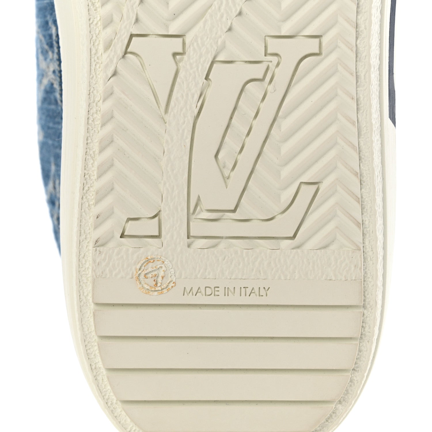 Louis Vuitton Calfskin Monogram Denim Womens Charlie Sneakers 40 White Blue 7 of 10