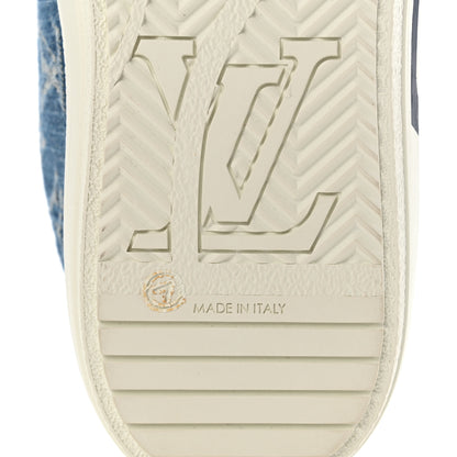 Louis Vuitton Calfskin Monogram Denim Womens Charlie Sneakers 40 White Blue 7 of 10