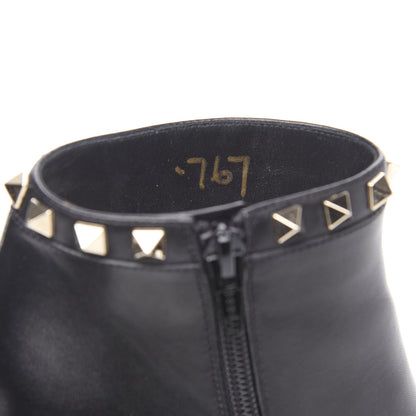 Valentino Garavani Calfskin Rockstud 100mm Ankle Boots 37.5 Black 9 of 11