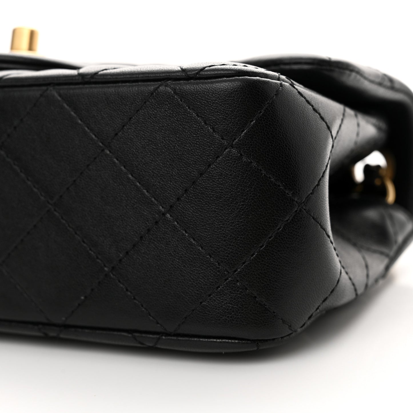 Lambskin Quilted Mini Rectangular Pearl Crush Flap Black