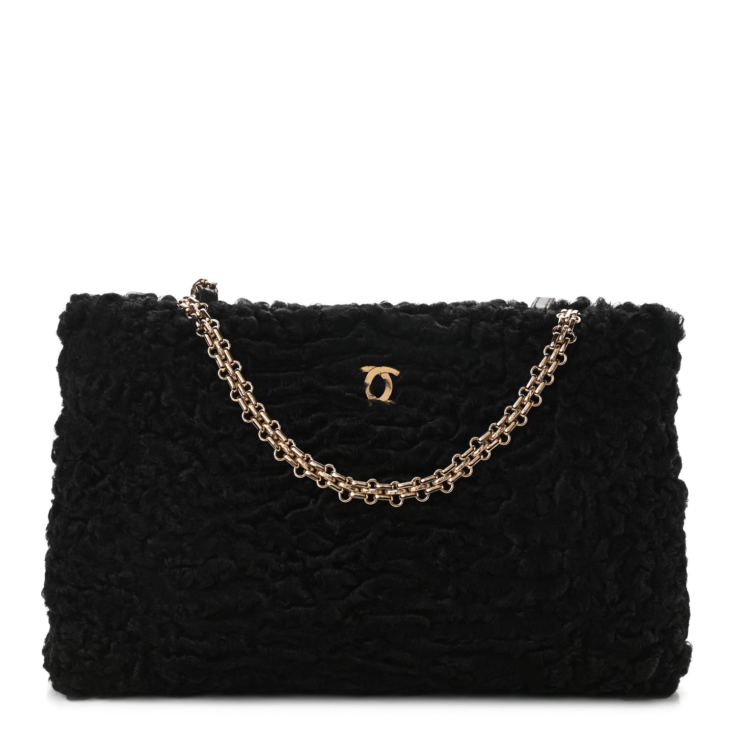 Persian Lamb Fur Shoulder Bag Black
