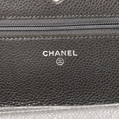 Chanel Caviar Quilted Wallet On Chain WOC Dark Grey 6 of 11