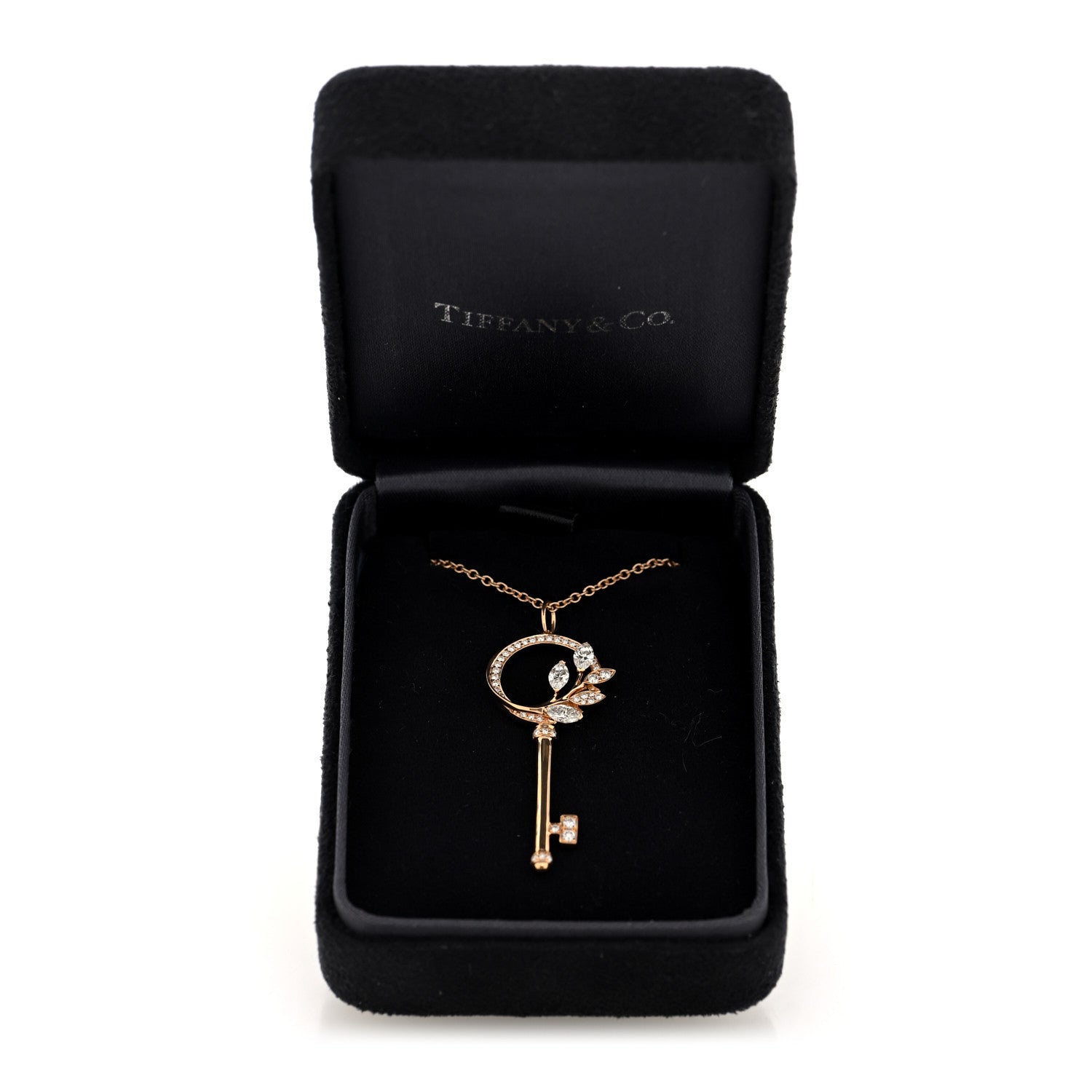 Tiffany 18K Rose Gold Diamond Victoria Vine Circle Key Pendant Necklace 6 of 6