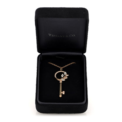 Tiffany 18K Rose Gold Diamond Victoria Vine Circle Key Pendant Necklace 6 of 6