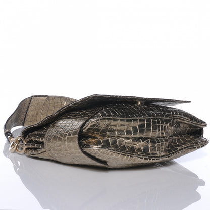 Givenchy Calfskin Crocodile Embossed Melancholia Shoulder Bag Gold 4 of 8