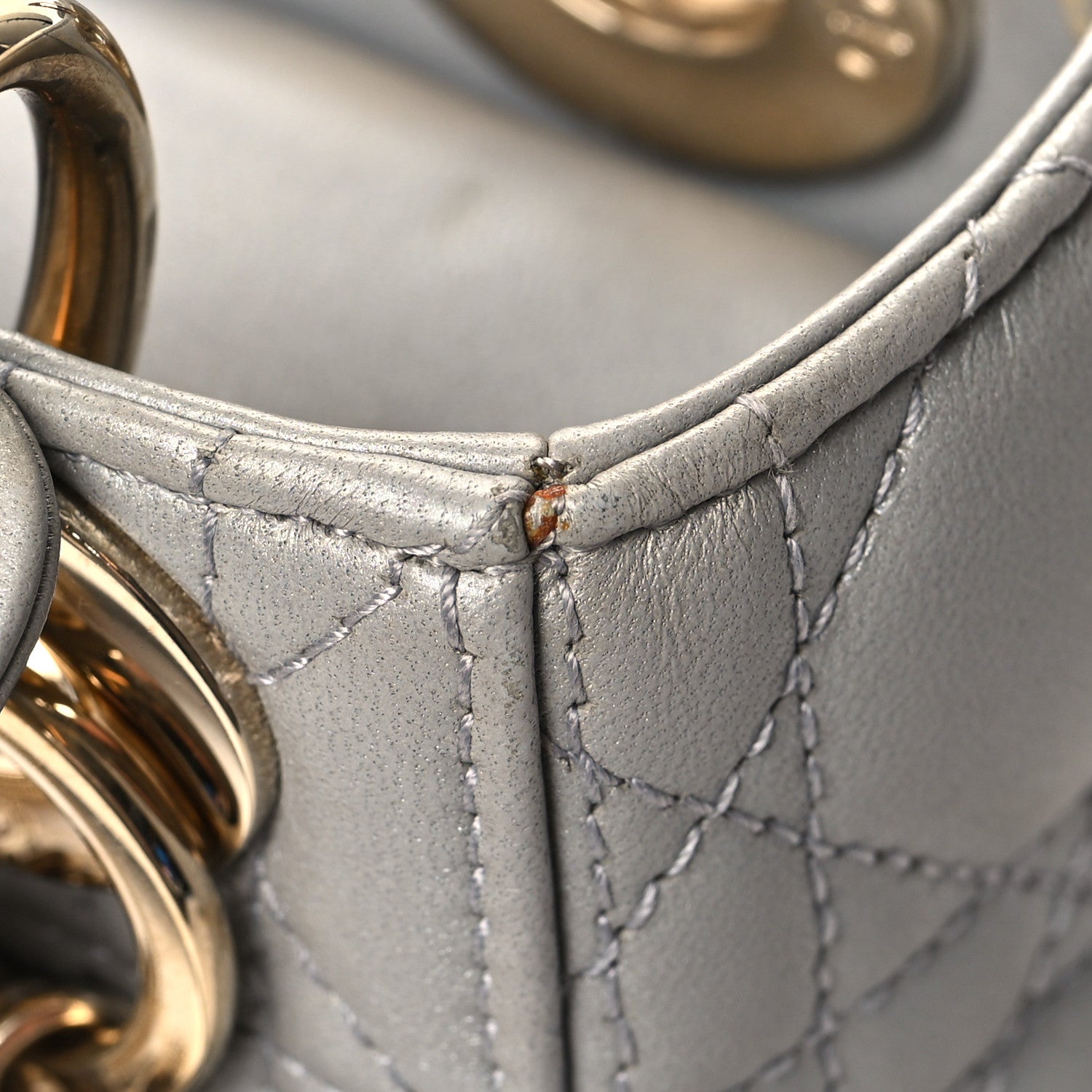 Christian Dior Metallic Lambskin Cannage Mini Lady Dior Grey 14 of 15