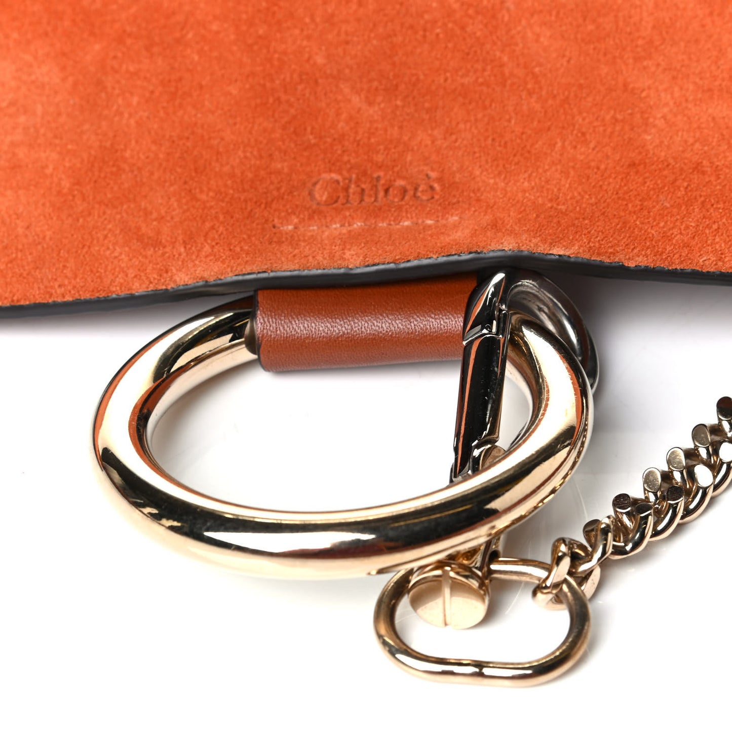 Suede Calfskin Small Faye Shoulder Bag Tobacco