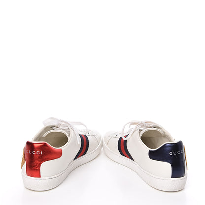 Gucci Calfskin Nappa Web LOVED Embroidered Womens Ace Sneakers 40 White Red Flame Notte 5 of 10