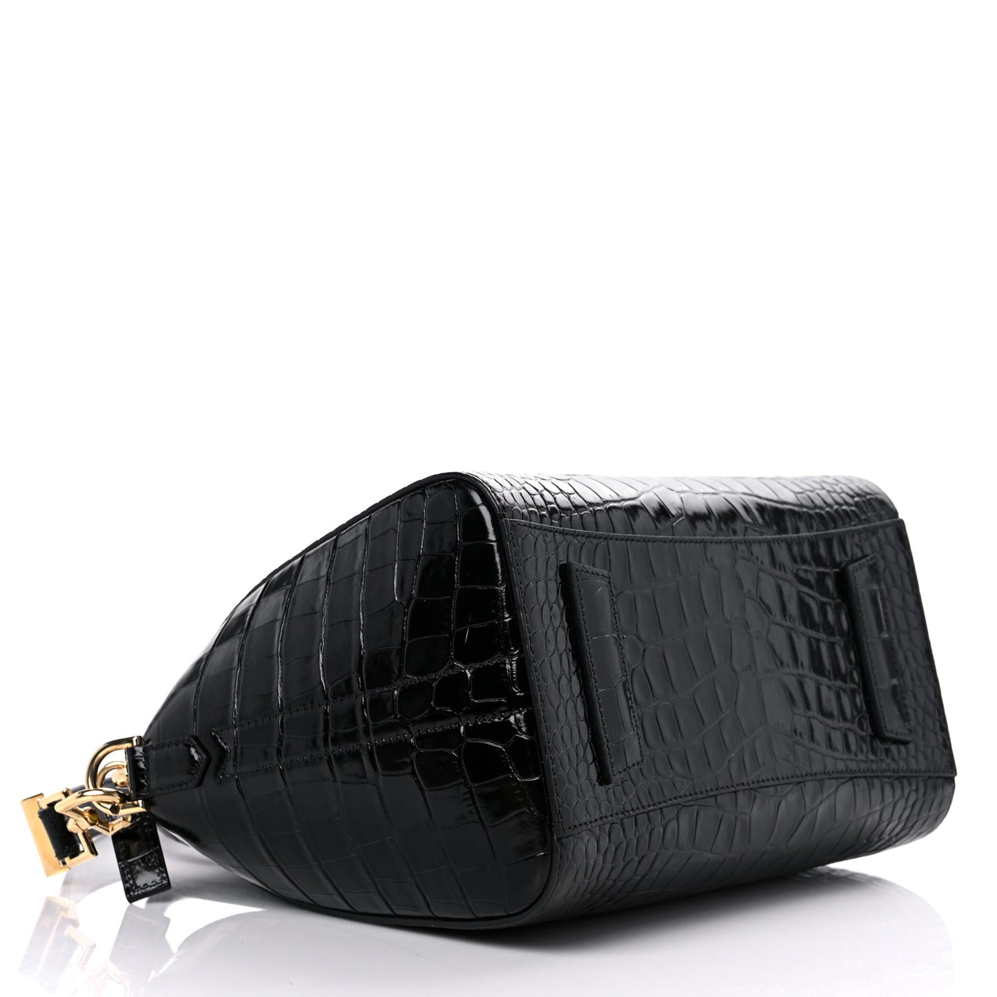Calfskin Crocodile Embossed Small Antigona Black