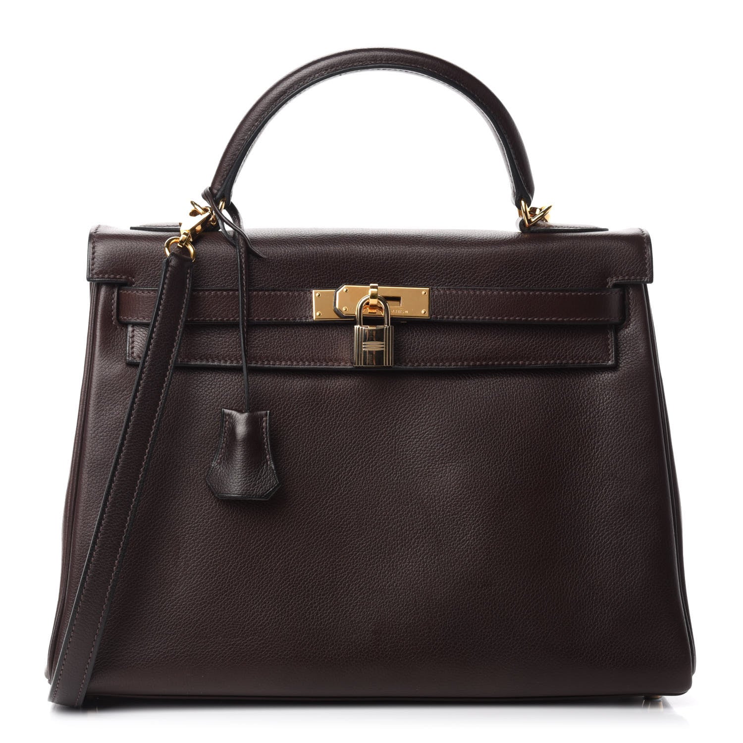 Hermes Evergrain Kelly Retourne 32 Chocolate 1 of 16