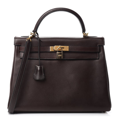 Hermes Evergrain Kelly Retourne 32 Chocolate 1 of 16