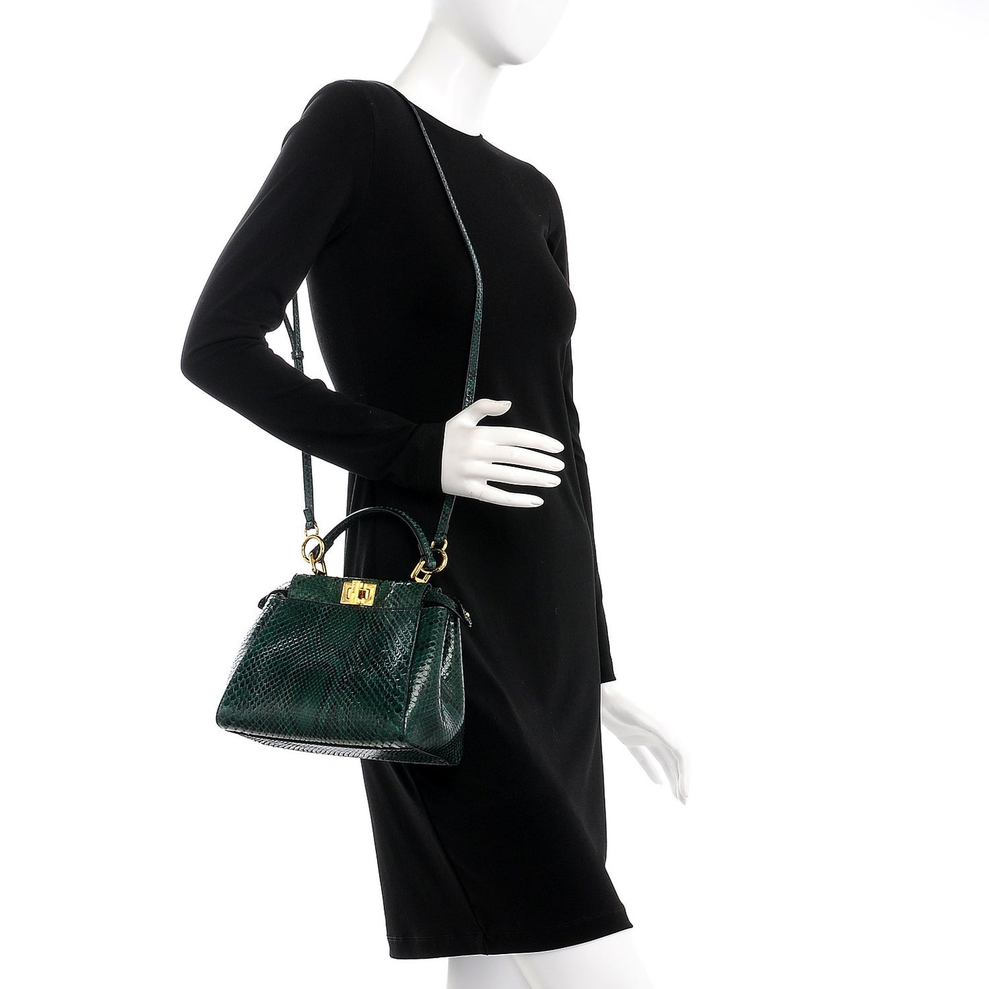 Snakeskin Shiny Nappa Mini Peekaboo Iconic Satchel Green